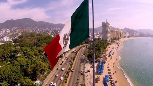 Mexican flag over Acapulco