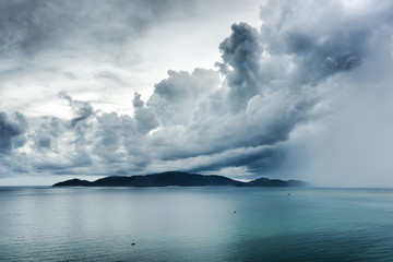 Wonderful seascape with dramatic stormy sky