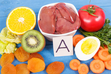 Food containing vitamin A, natural minerals and fiber, healthy nutritious eating