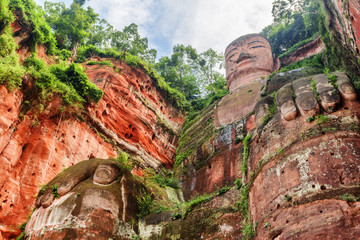 Bottom view of the Leshan Giant Buddha, China