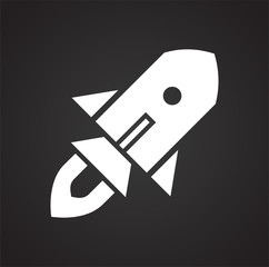 Rocket icon on black background for graphic and web design, Modern simple vector sign. Internet concept. Trendy symbol for website design web button or mobile app