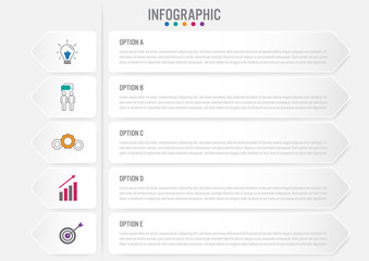 Business infographic template with 5 options circular shape