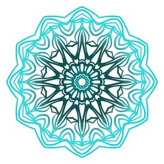 Ornamental circle pattern. Hand draw Mandala. Vintage decorative elements. vector illustration. Anti-stress therapy pattern. Blue color