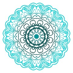 Ornamental circle pattern. Hand draw Mandala. Vintage decorative elements. vector illustration. Anti-stress therapy pattern. Blue color