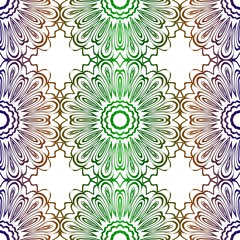 Traditional Ornamental Floral Pattern For Fashion Print. Ethnic Mandala Decoration. Blue, green color. Vector illustration