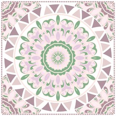 Card Template With Floral Mandala Pattern. Vector Background. Pastel color