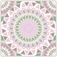 Card Template With Floral Mandala Pattern. Vector Background. Pastel color