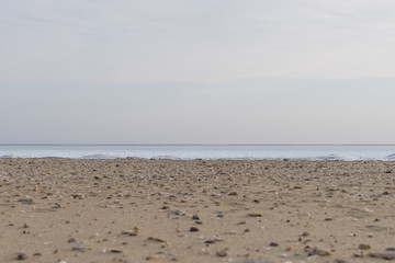 Cold ice landscape with frozen sea to the horizon.