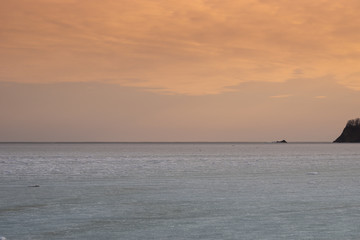 Cold ice landscape with frozen sea to the horizon.