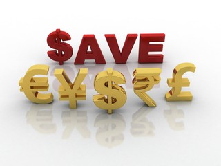 3d rendering Global Currencies
