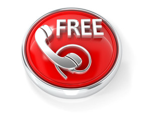 Free call icon on glossy red round button