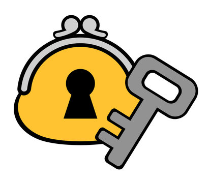 鍵穴の開いた財布と鍵 Stock イラスト Adobe Stock