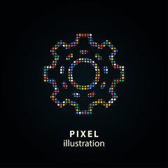 Settings - pixel icon. Vector Illustration on black background.