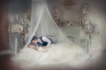 Fairytale Princess sleeping that will awaken by the kiss of Prince charming - 246091356