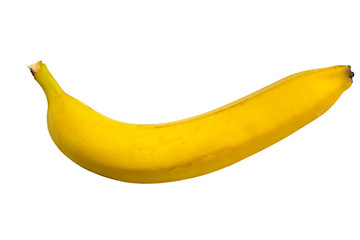 Ripe yellow banana on white background