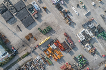 aerial view of raw industrial material in cargo port