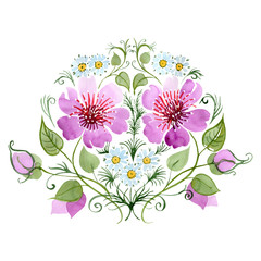 Pink bouquet floral botanical flowers. Watercolor background illustration set. Isolated ornament illustration element.