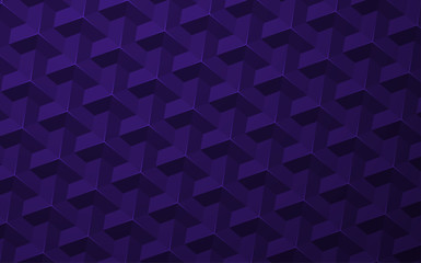 Purple abstract background with geometric pattern with 3d effect.