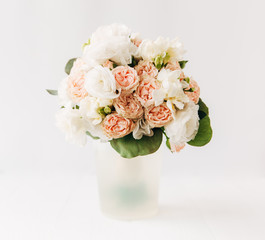 light bright bouquet.white background. valentine's day,wedding,romantic and love concept