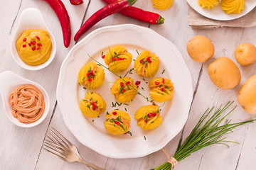 Duchess potatoes sandwiches. 