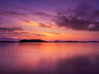Naklejka na ściany i meble Sunrise on the bay of Nidri in Lefkas island Greece