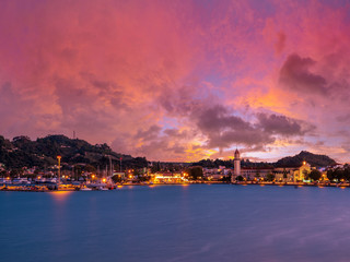 Naklejka premium sunset over in Zante town harbor, Zakinthos