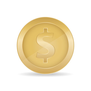 3d realistic gold coin icon. 3d Gold coins illustration. Vector illustration isolated on white background.