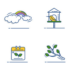 Fototapeta premium Gardening Icons Set with Outline Filled Style