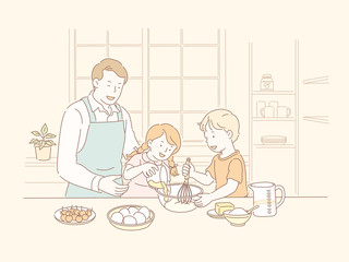 Family baking together