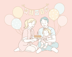 Celebrating birthday for baby