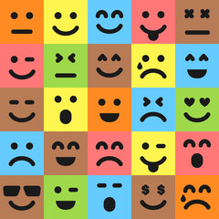 Obraz premium Set of twenty five colorful emoticons
