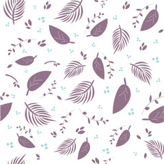 Seamless pattern of Eucalyptus palm fern different tree, foliage natural branches, green leaves, herbs, tropical plant hand drawn Vector fresh beauty rustic eco friendly background on white