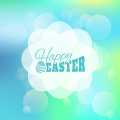 Vector Happy Easter text logo on bokeh texture