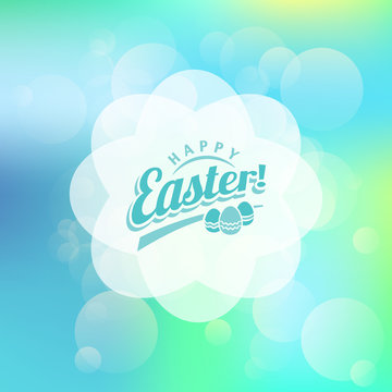 Vector Happy Easter text logo on bokeh texture