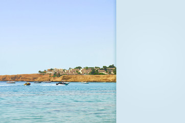 sea horizon with water transport and entertainment boats