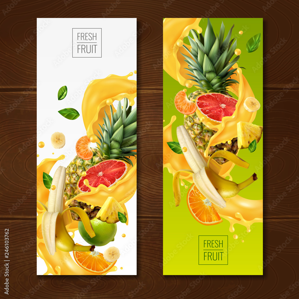 Poster Fruity Vertical Banners Set