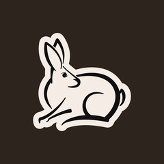Abstract icon of a hare shape.