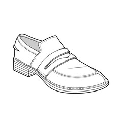 Shoes Fashion flat technical drawing vector template