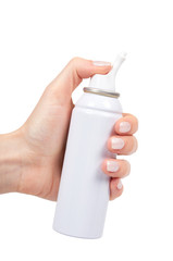 White nose wash spray bottle with hand, sea water therapy