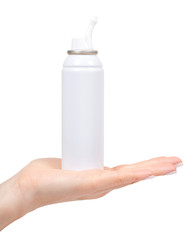 White nose wash spray bottle with hand, sea water therapy