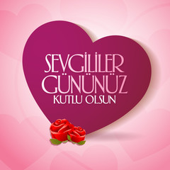 14 February Valentine's Day Celebration (Turkish - 14 Subat Sevgililer Gununuz Kutlu Olsun) wishes, billboard, social media card design.