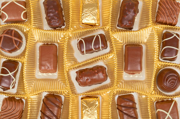 Chocolate candy, sweet dessert closeup, gift box
