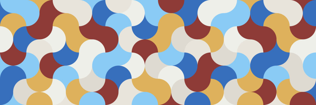 Flat, widescreen geometric background in tones of chili oil for interior, design, advertising, screen saver, wallpaper, walls. Seamless pattern option.