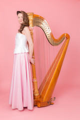 portrait of a girl with a harp