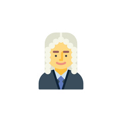 Judge man person flat icon, vector sign, colorful pictogram isolated on white. Man judge avatar character symbol, logo illustration. Flat style design