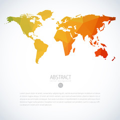 Fototapeta na wymiar Simple vector template of global world map with modern triangle pattern. Cool infographic template on isolate white background
