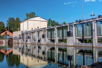 Fototapeta na wymiar Water dam at a hydro electric power plant in Sweden