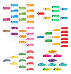 Set of six colorful business structure concept