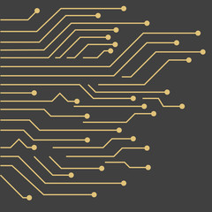 Vector Background with gold circuit board. Circuit Board Technology Concept Background.