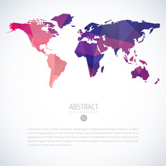 Vector global world map with modern triangle pattern. Cool infographic template on isolate white background